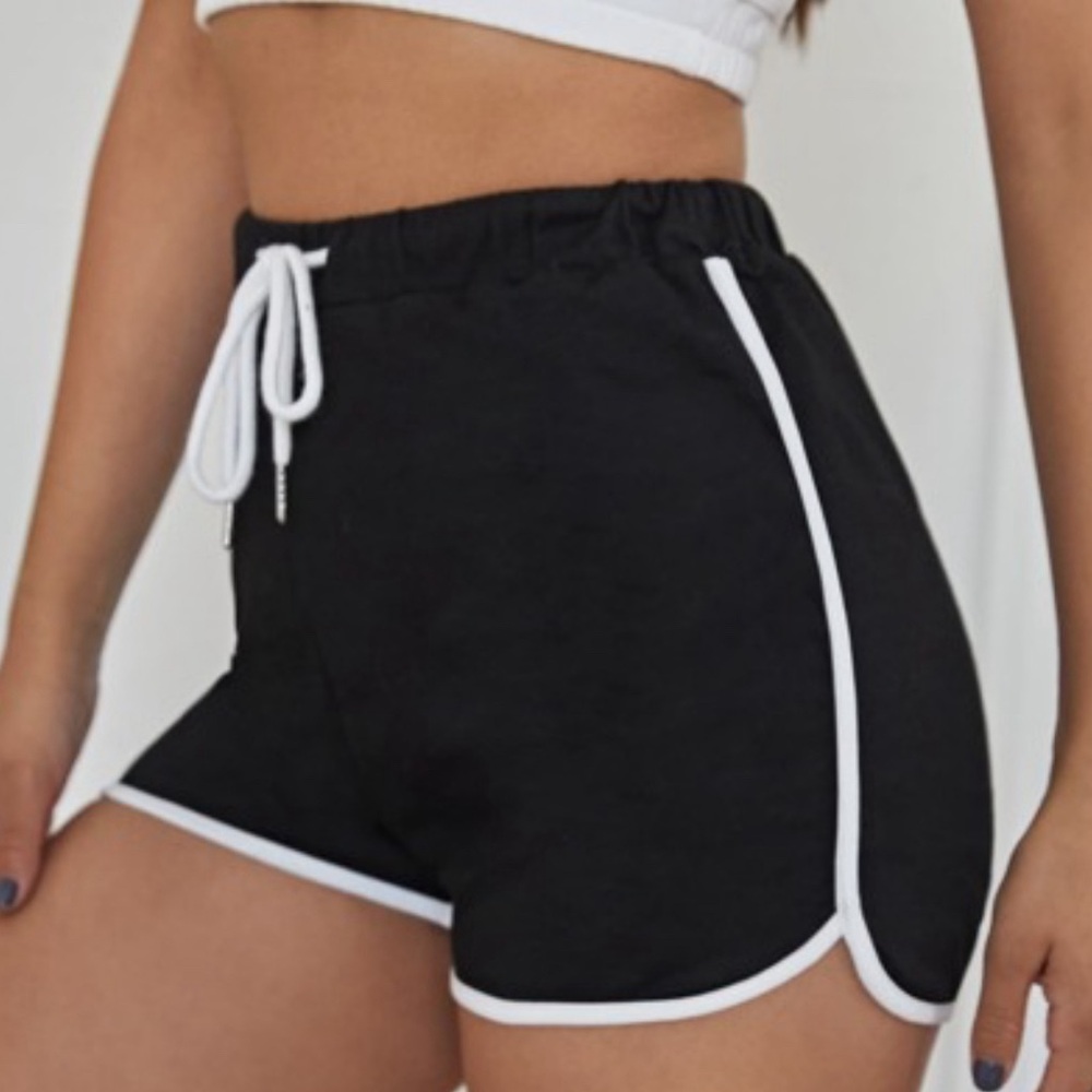 Black Drawstring Shorts - Picture 1 of 2